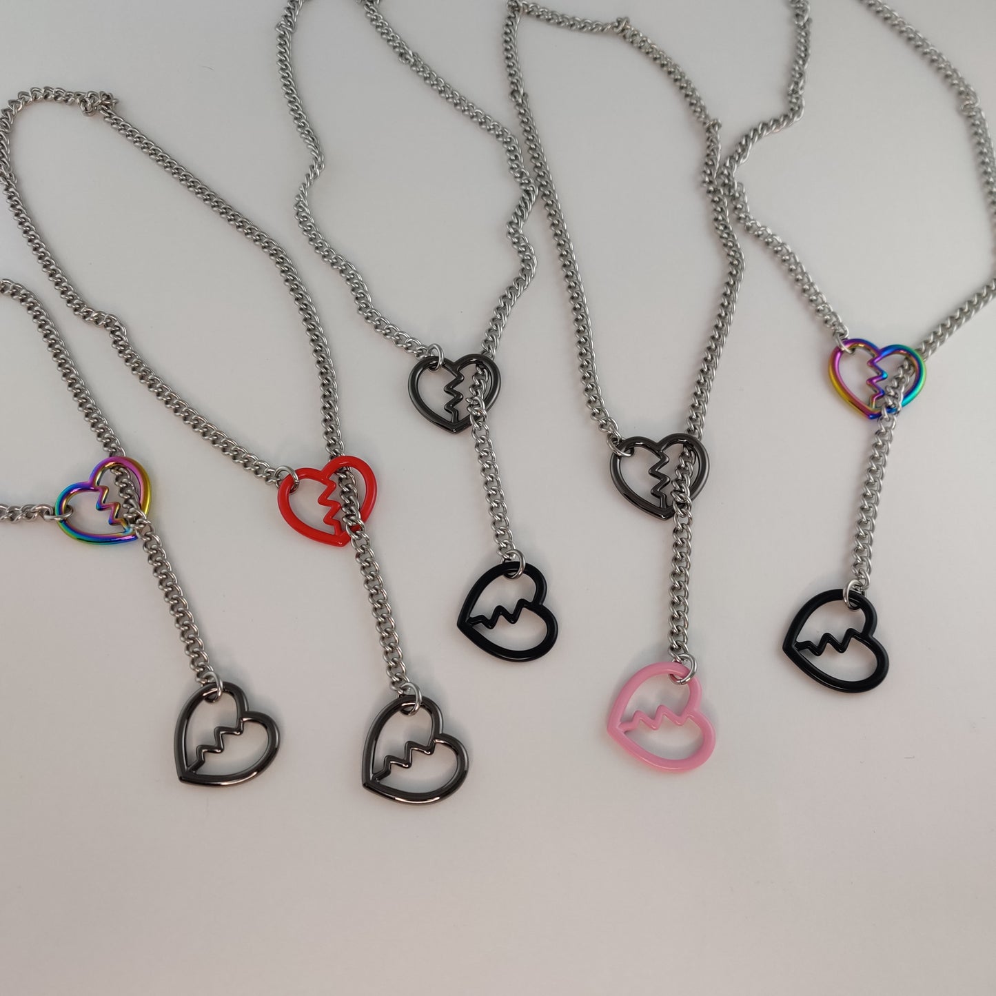 Colorful Mismatched Heart Breaker slip chain