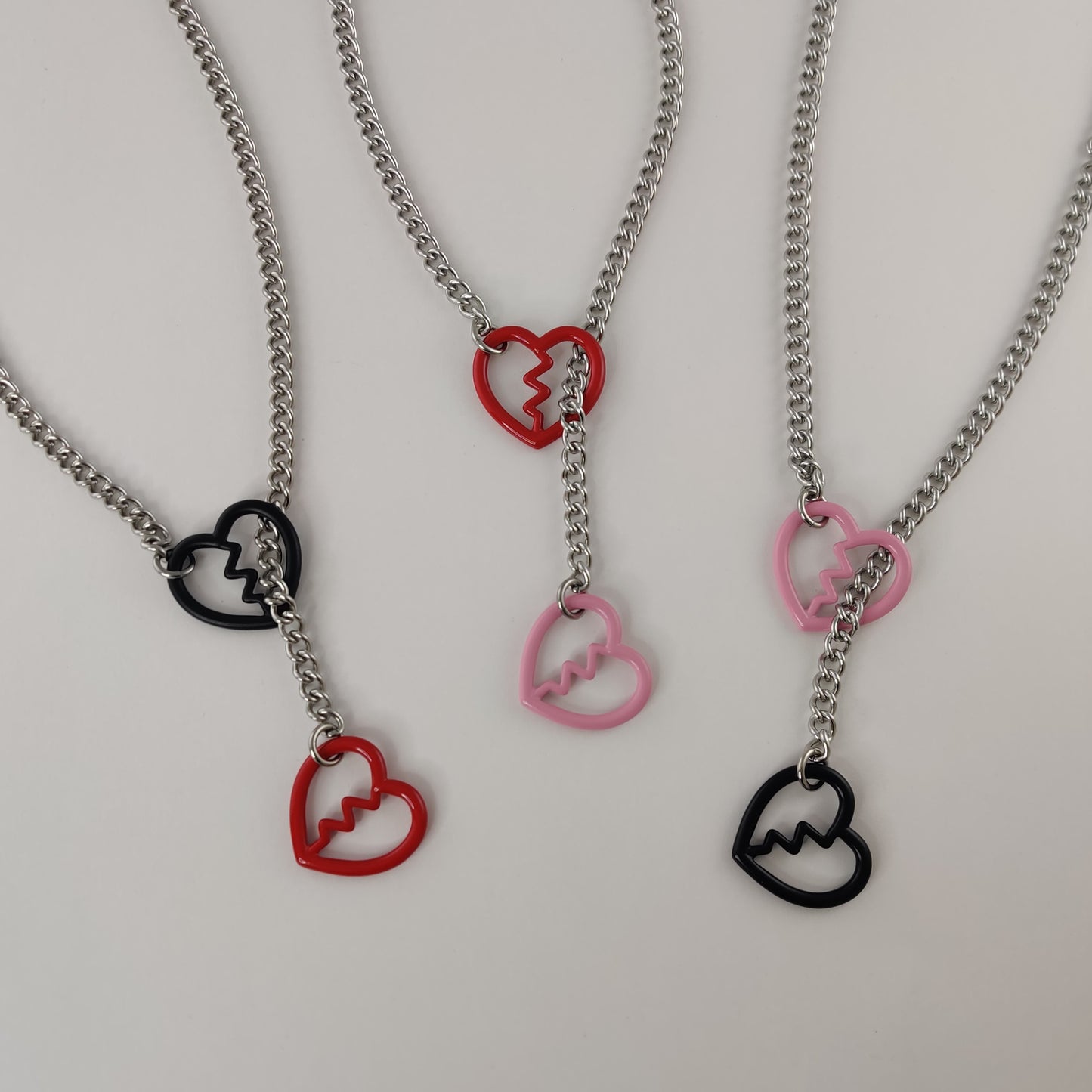 Colorful Mismatched Heart Breaker slip chain