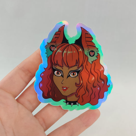 Holographic baby bat sticker